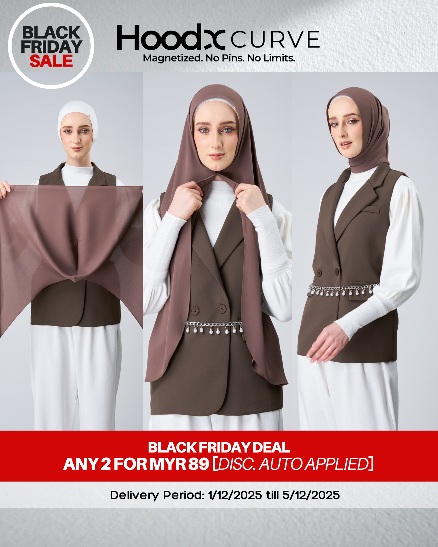 [BFS] HoodX Curve in Espresso [Korean Chiffon]