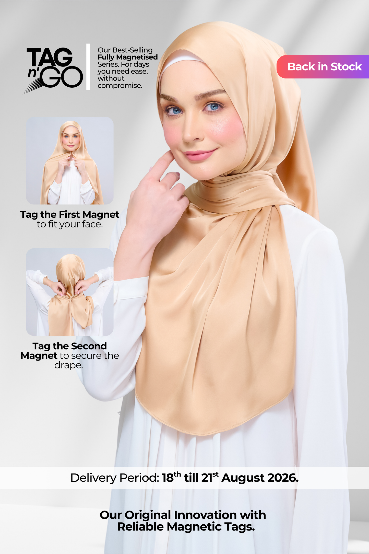 Instant Tag n' Go Shawl | Satin Silk in Gold