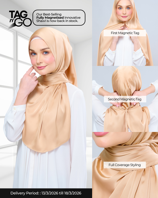 Instant Tag n' Go Shawl | Satin Silk in Gold