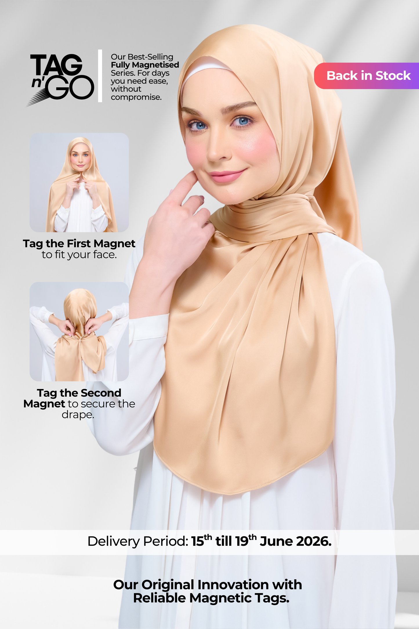 Instant Tag n' Go Shawl | Satin Silk in Gold