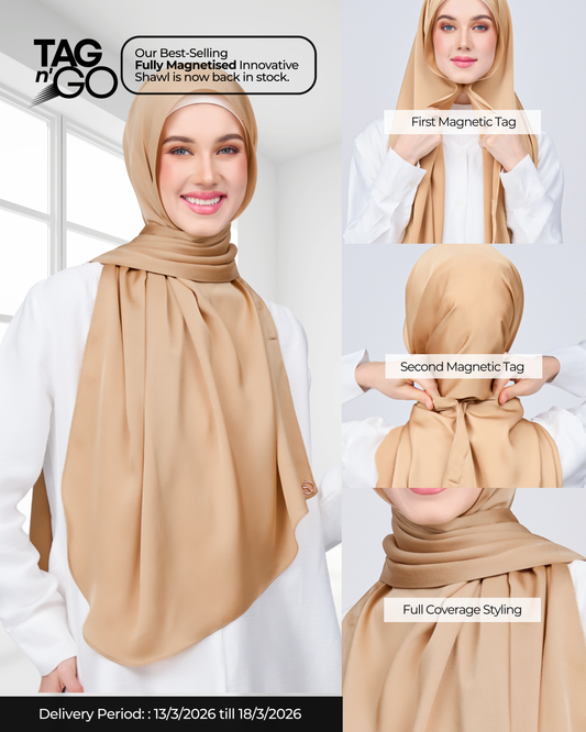 Instant Tag n' Go Shawl | Satin Bulle in Gold