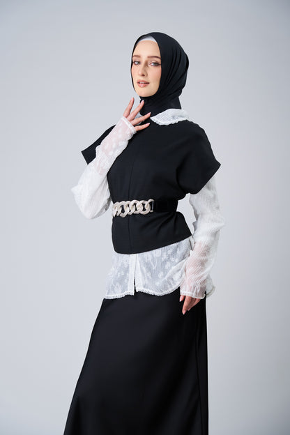 HoodX Curve in Black [Korean Chiffon]