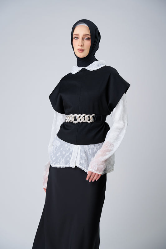[As-Is] HoodX Curve in Black [Korean Chiffon]