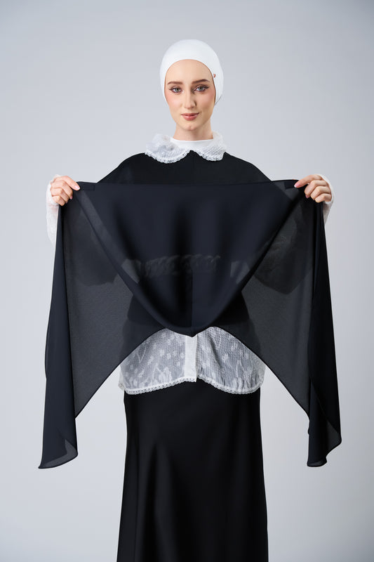 [9.9 Special] HoodX⁺Plus Curve in Black [Korean Chiffon]