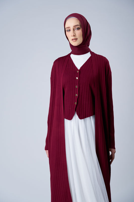 [As-Is] HoodX Curve in Romantic Crimson [Korean Chiffon]