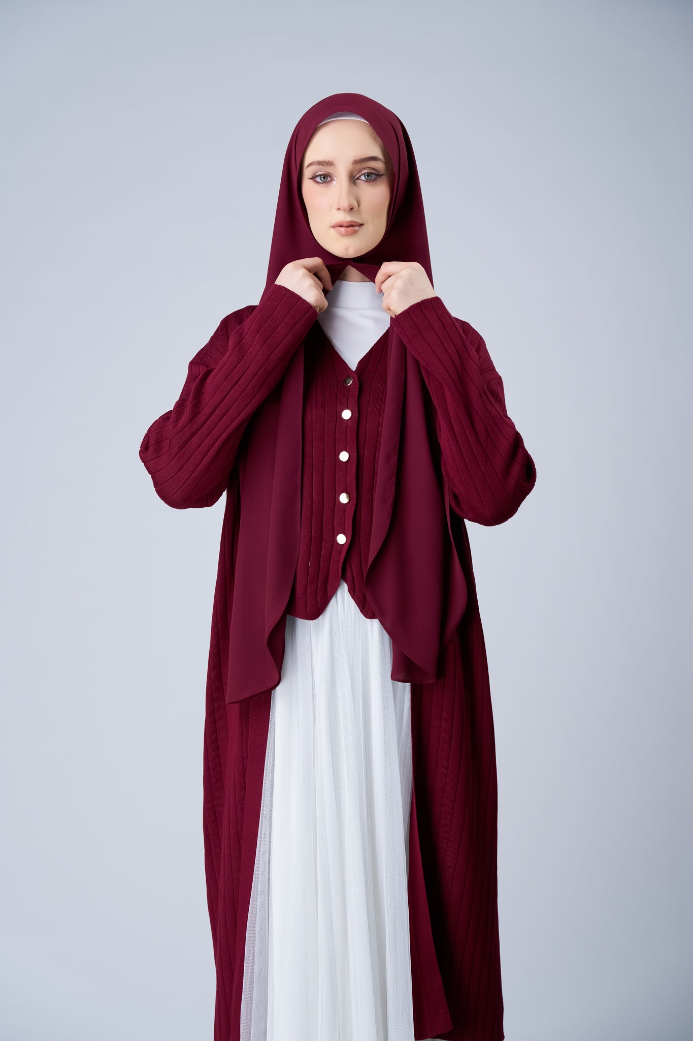 HoodX Curve in Romantic Crimson [Korean Chiffon]