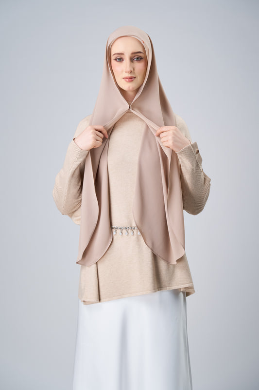 [9.9 Special] HoodX Curve in Sandstone [Korean Chiffon]