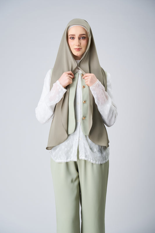 [9.9 Special] HoodX Curve in Thyme [Korean Chiffon]
