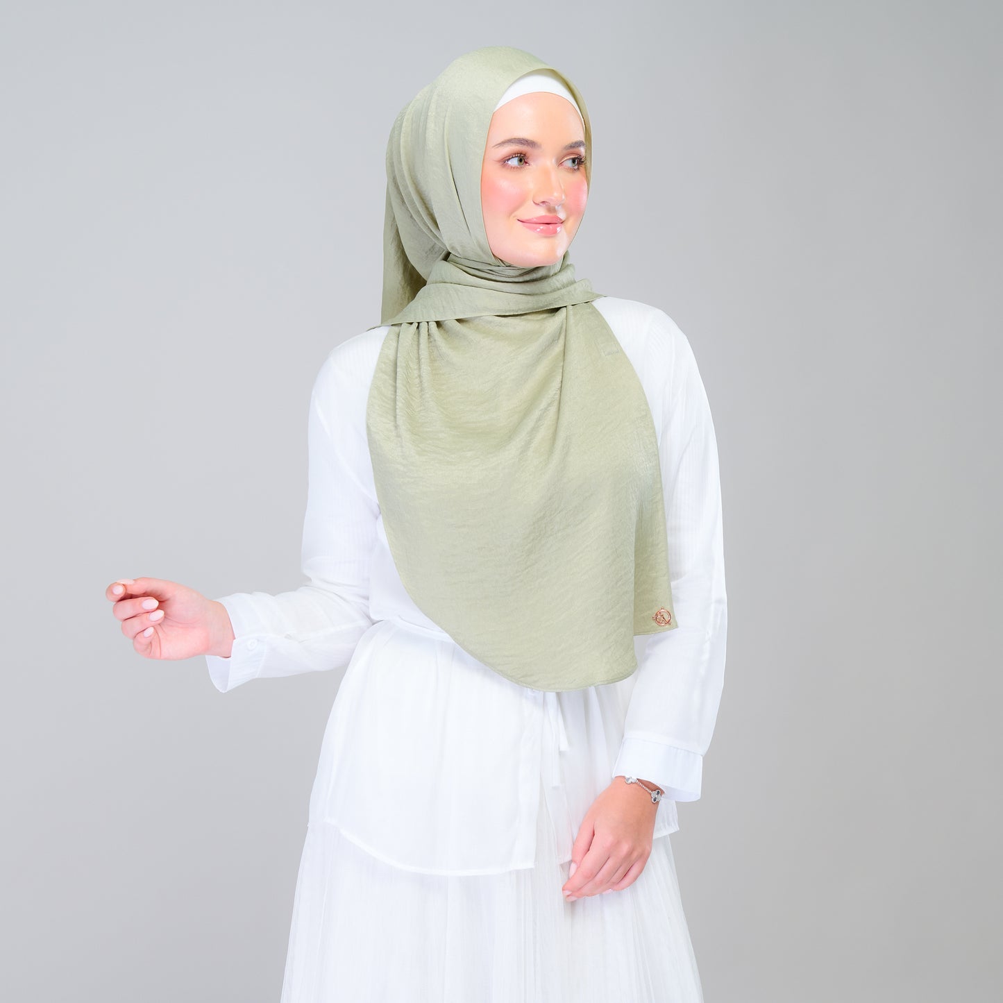 Instant Tag n' Go Shawl | Textured Silk in Matcha Green