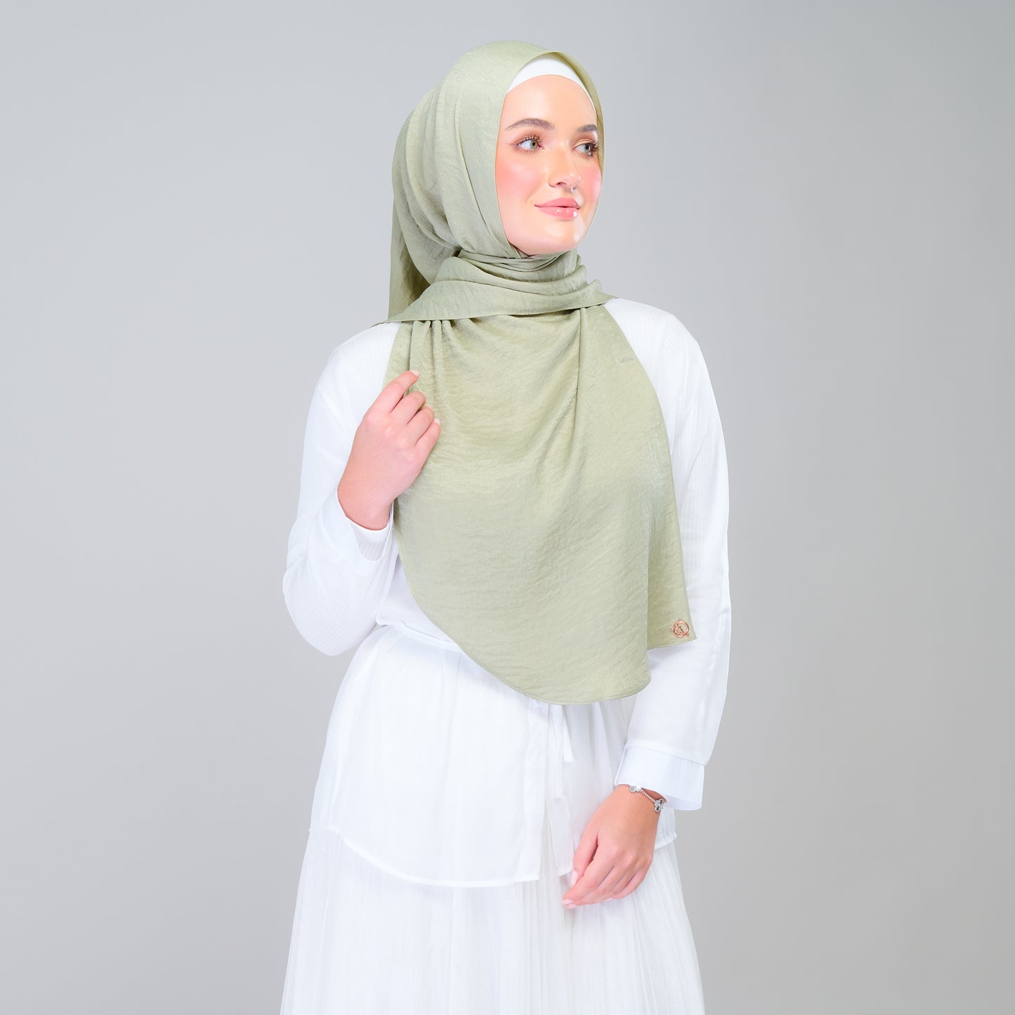 Instant Tag n' Go Shawl | Textured Silk in Matcha Green