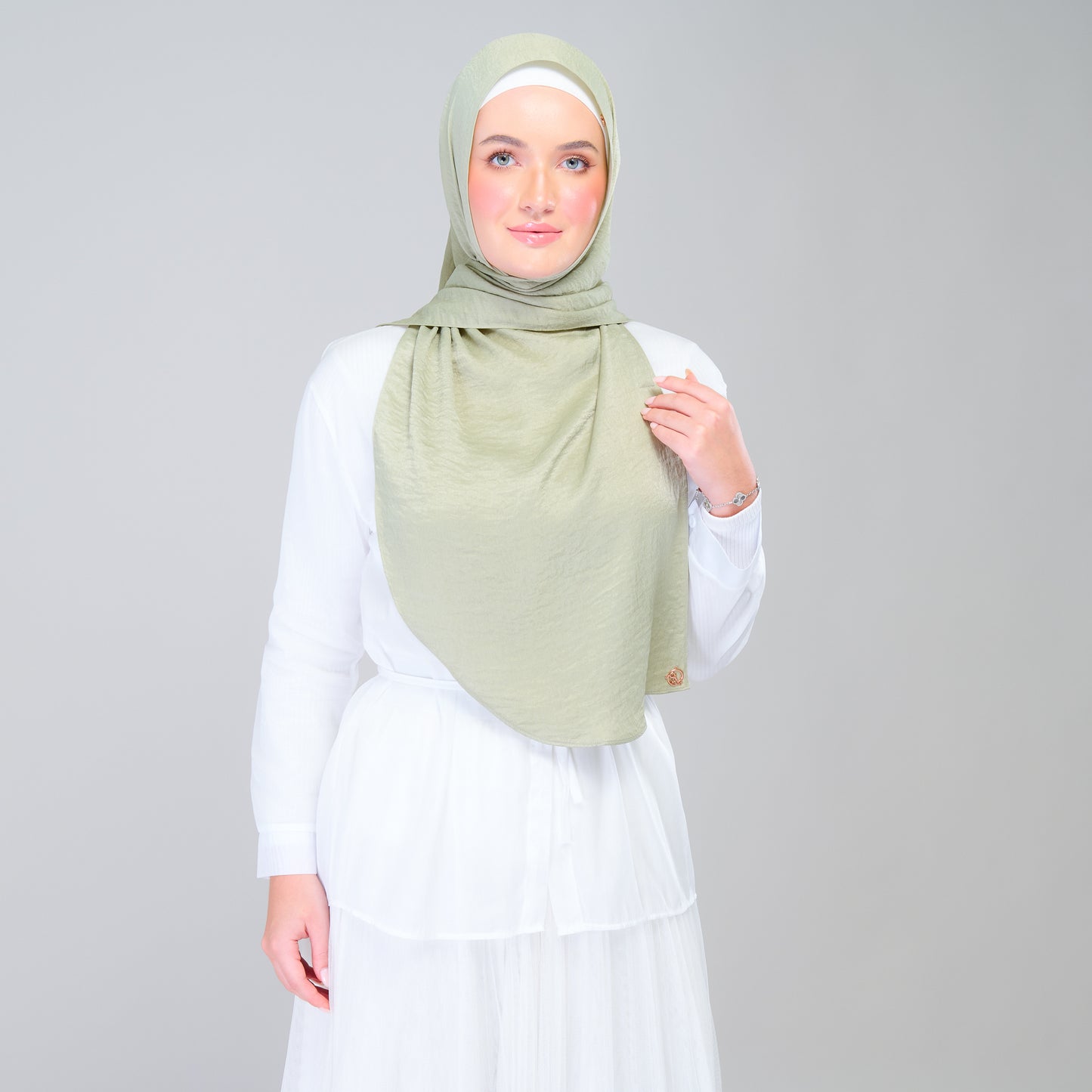 Instant Tag n' Go Shawl | Textured Silk in Matcha Green