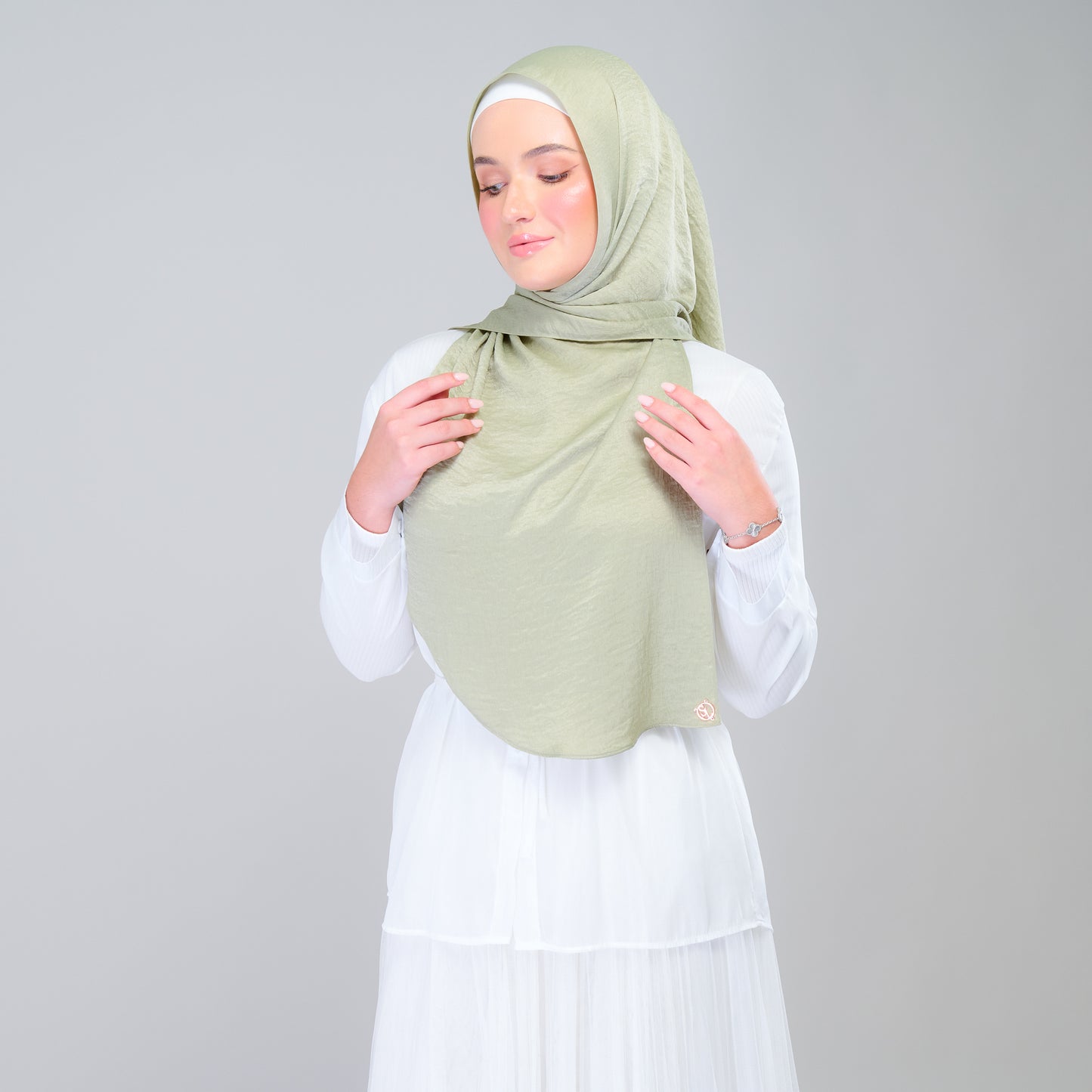 Instant Tag n' Go Shawl | Textured Silk in Matcha Green