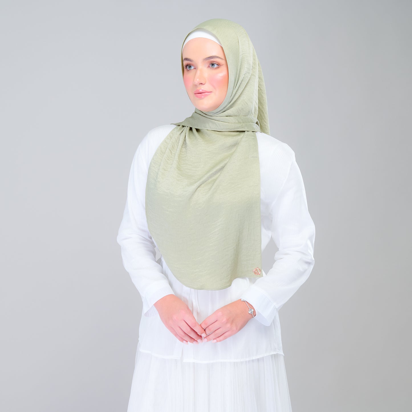 Instant Tag n' Go Shawl | Textured Silk in Matcha Green