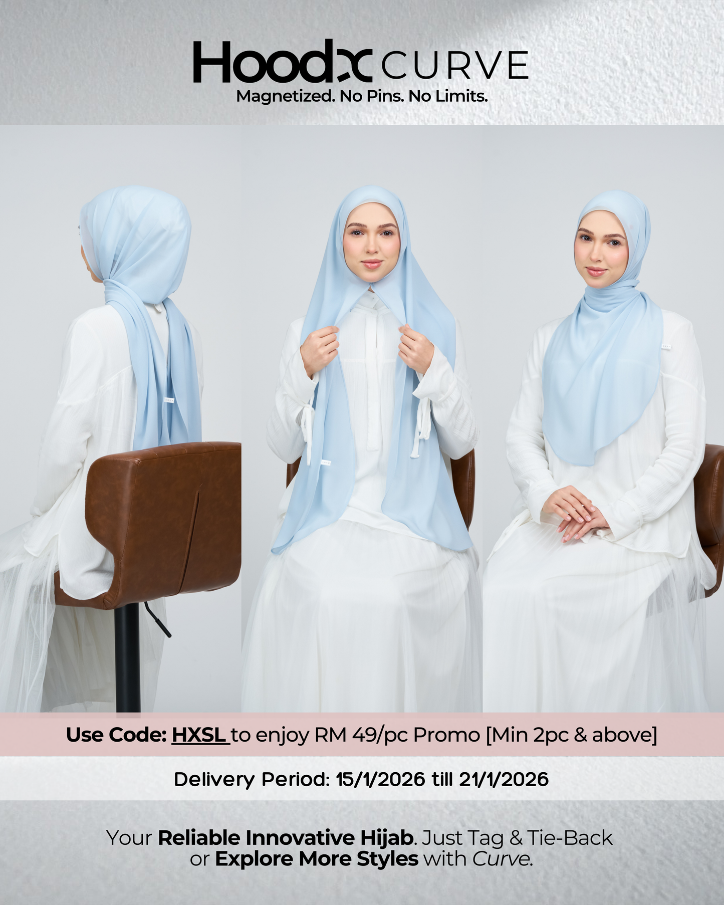 HoodX Curve in Ice Blue