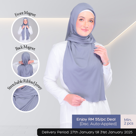 Instant Tag n' Go Shawl | Ribbed Jersey in Iron Grey