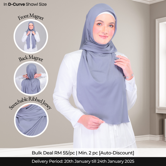 Instant Tag n' Go Shawl | Ribbed Jersey in Iron Grey