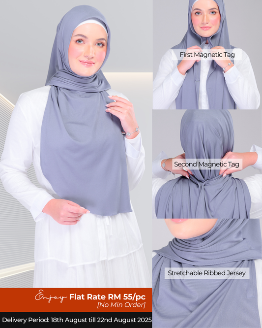Instant Tag n' Go Shawl | Ribbed Jersey in Iron Grey