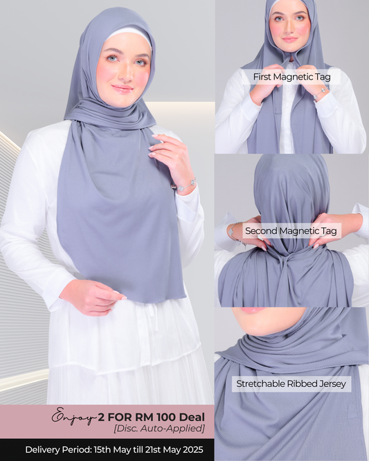 Instant Tag n' Go Shawl | Ribbed Jersey in Iron Grey