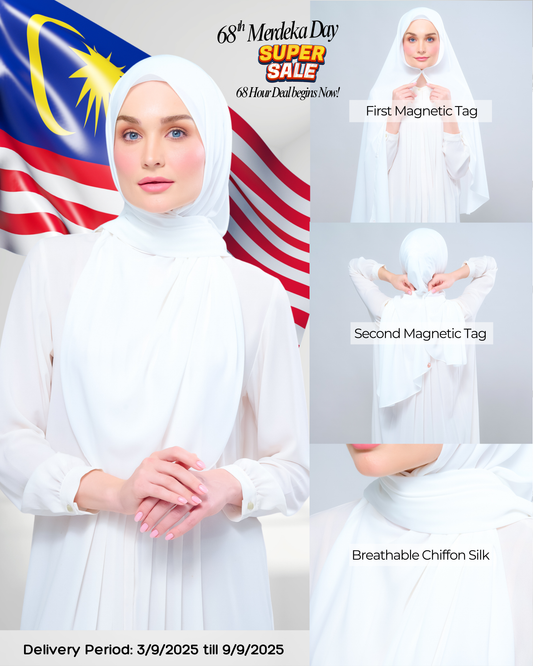 Instant Tag n' Go Shawl l Chiffon Silk 1.0 in Ivory White
