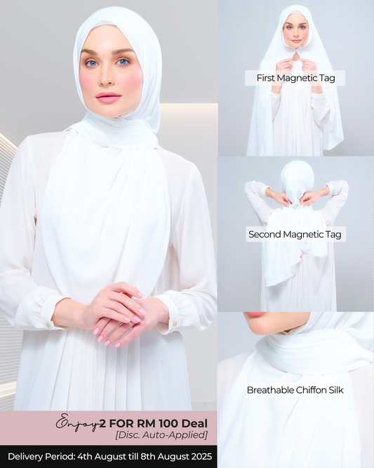 Instant Tag n' Go Shawl l Chiffon Silk 1.0 in Ivory White