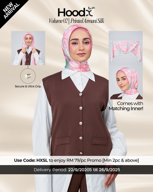 [★New] HoodX Printed Set in Jade Rose