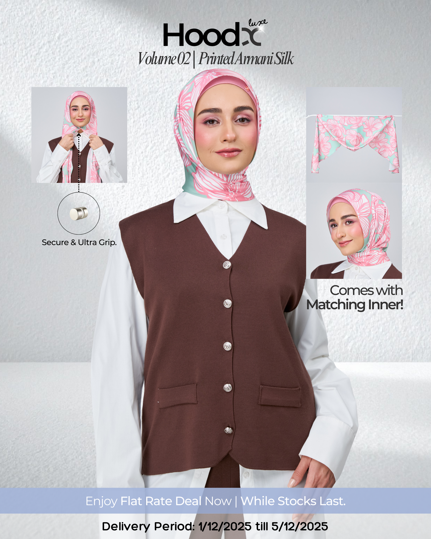 [★New] HoodX Printed Set in Jade Rose