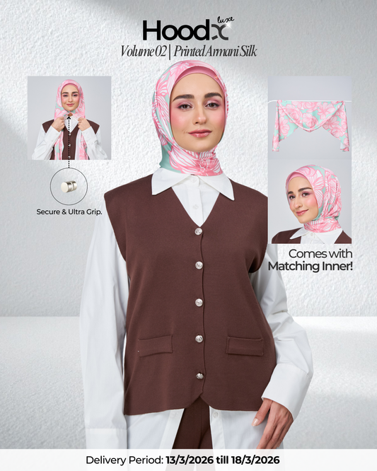 [★New] HoodX Printed Set in Jade Rose