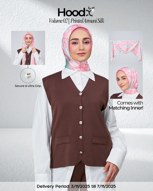 [★New] HoodX Printed Set in Jade Rose