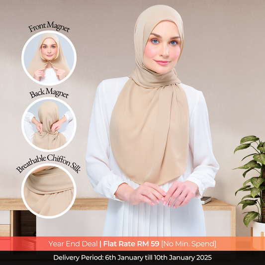 Instant Tag n' Go Shawl l Chiffon Silk 1.0 in Latte