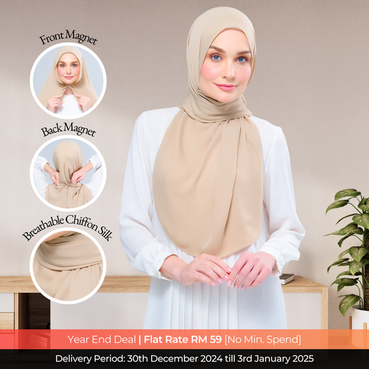 Instant Tag n' Go Shawl l Chiffon Silk 1.0 in Latte