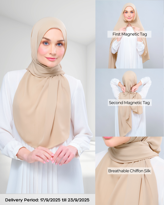 Instant Tag n' Go Shawl l Chiffon Silk 1.0 in Latte