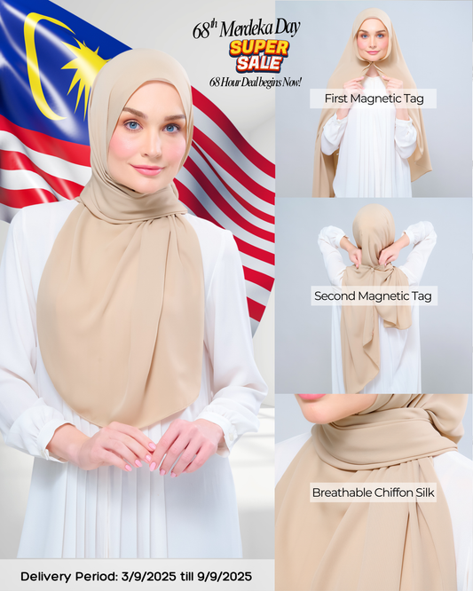 Instant Tag n' Go Shawl l Chiffon Silk 1.0 in Latte