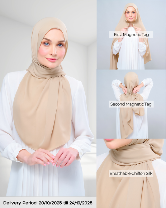 Instant Tag n' Go Shawl l Chiffon Silk 1.0 in Latte