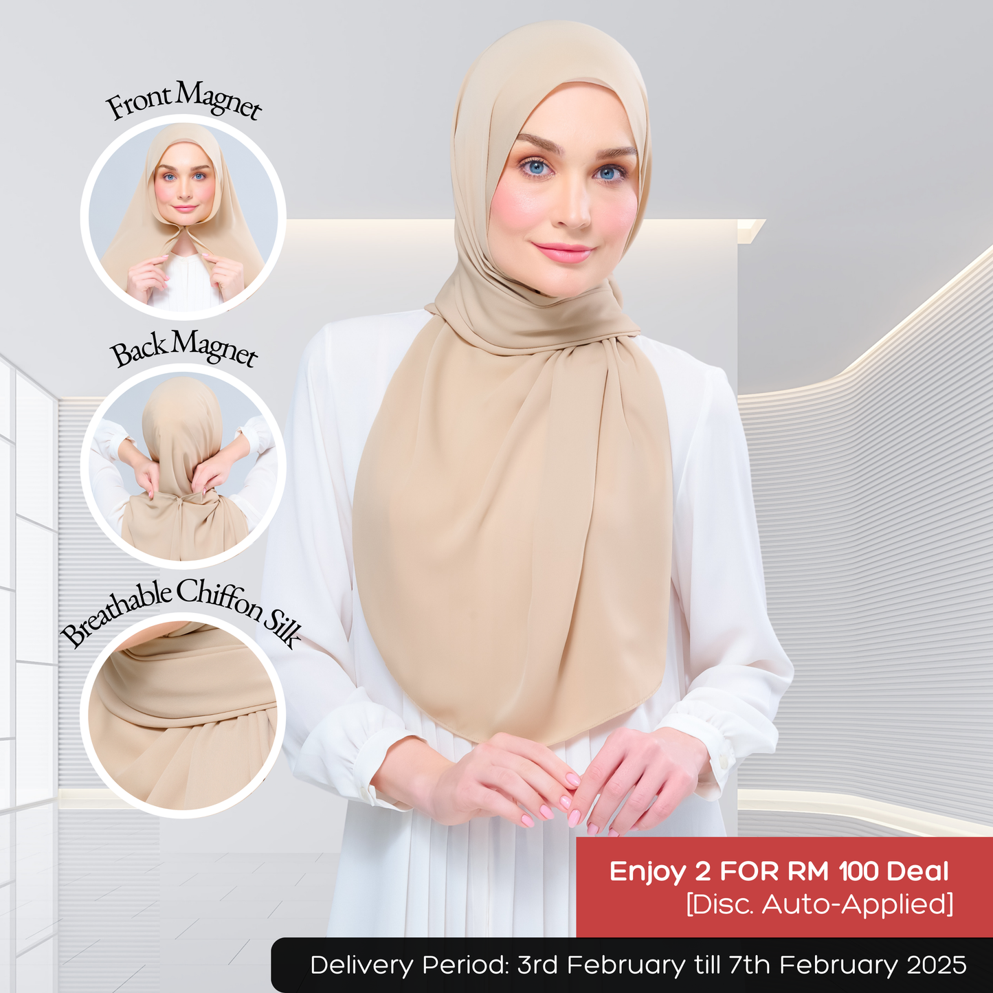 Instant Tag n' Go Shawl l Chiffon Silk 1.0 in Latte