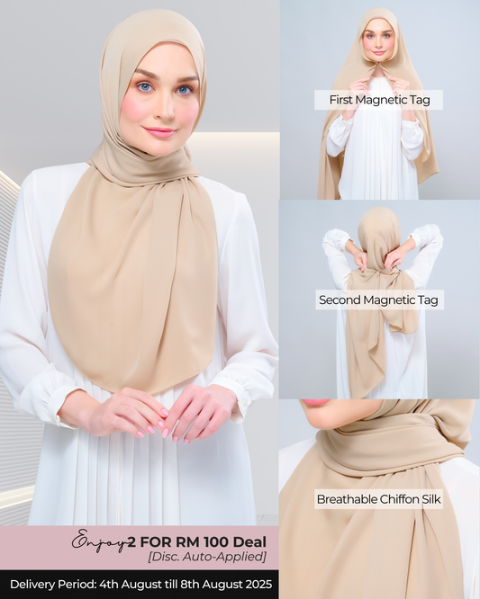 Instant Tag n' Go Shawl l Chiffon Silk 1.0 in Latte