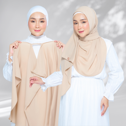 Semi-Instant Sarongje | Chiffon Silk in Latte