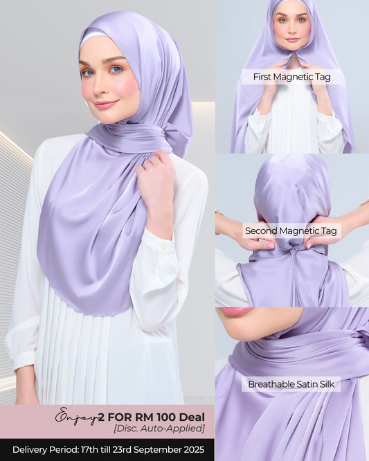 Instant Tag n' Go Shawl | Satin Silk in Lavender Blush