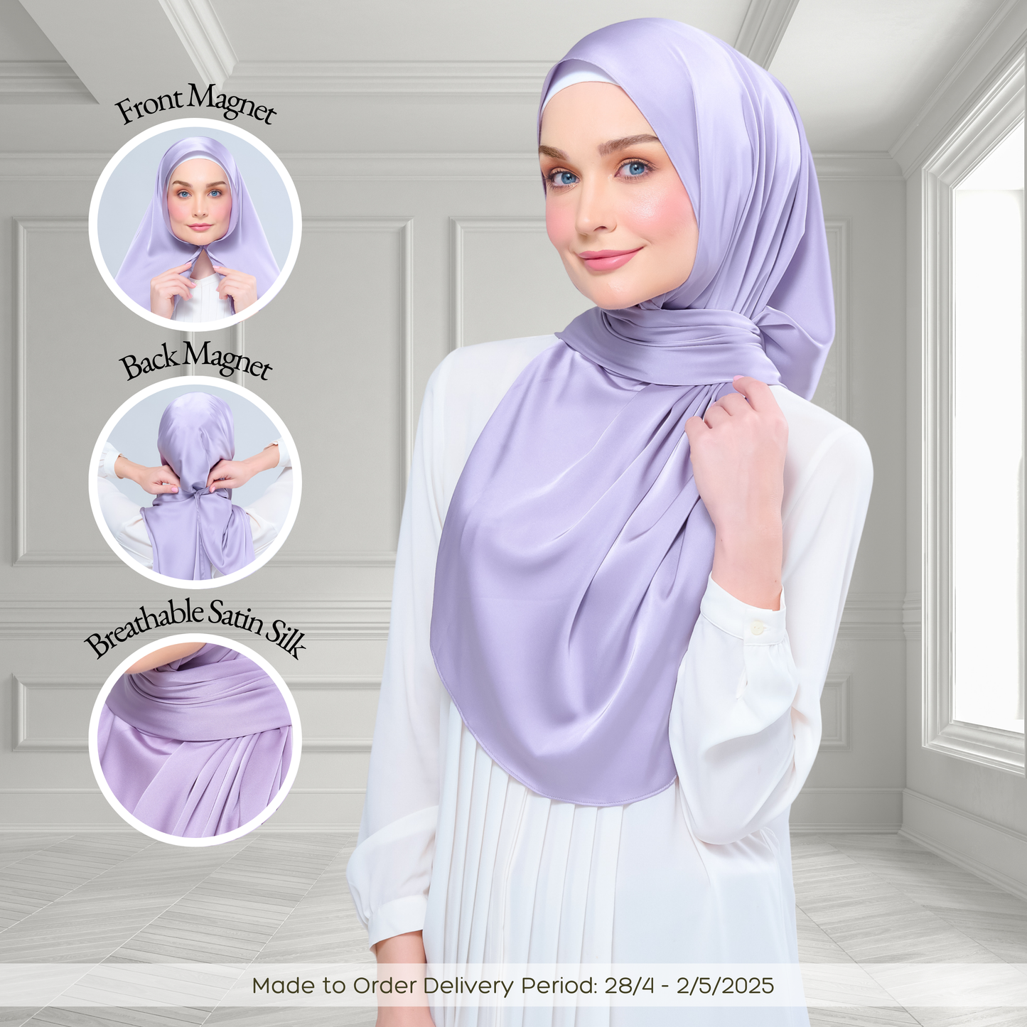 [As-Is] Instant Tag n' Go Shawl l Satin Silk in Lavender Blush