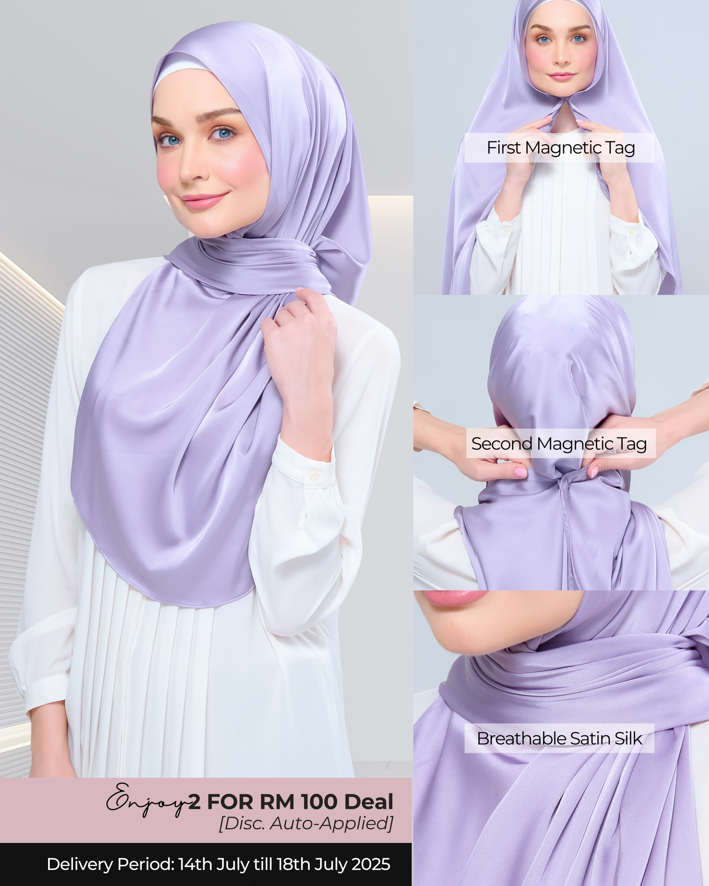 Instant Tag n' Go Shawl | Satin Silk in Lavender Blush