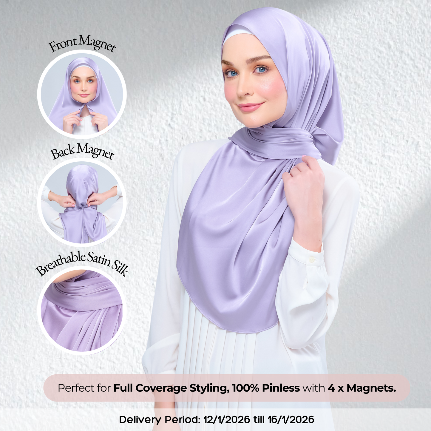 Instant Tag n' Go Shawl | Satin Silk in Lavender Blush