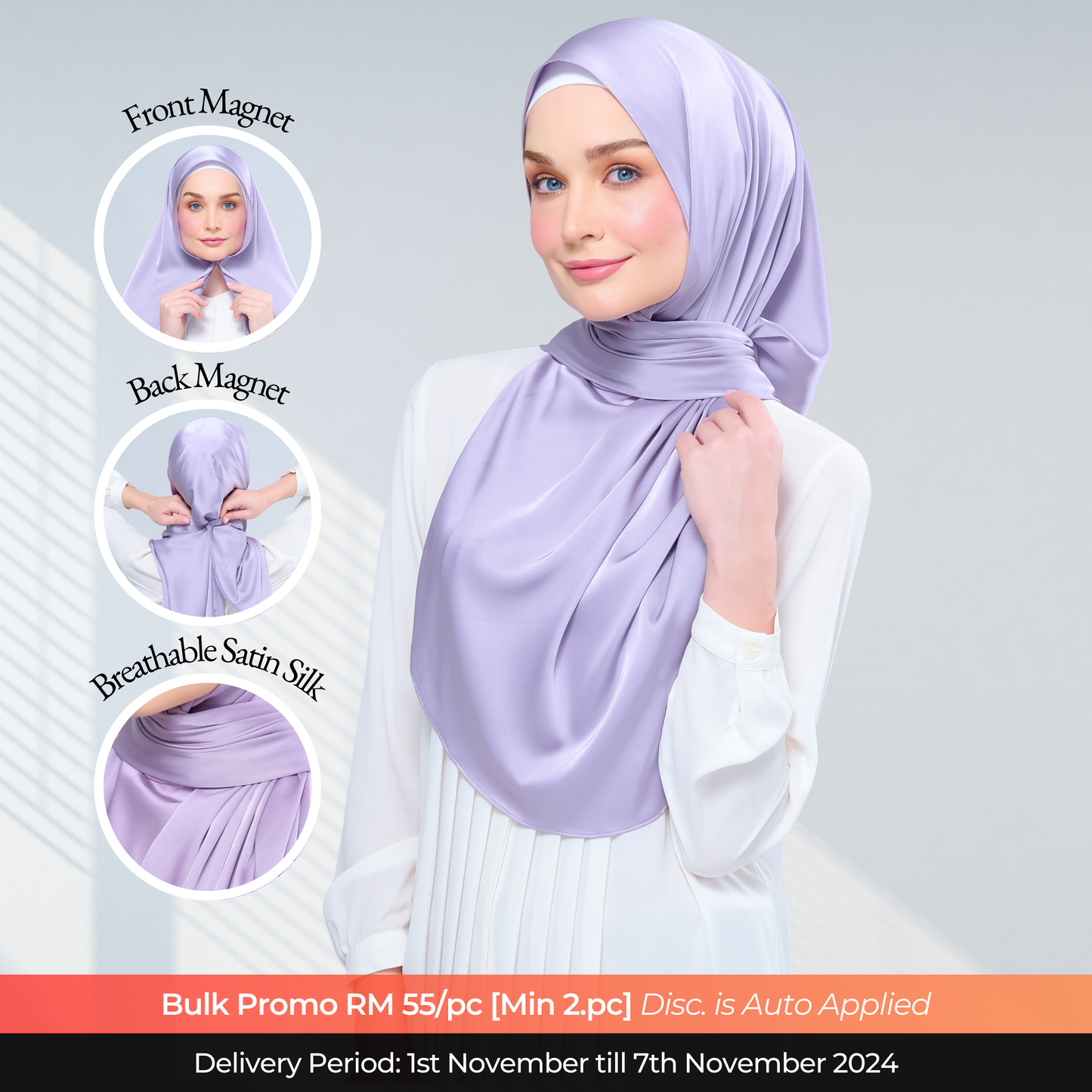 Instant Tag n' Go Shawl  | Satin Silk in Lavender Blush