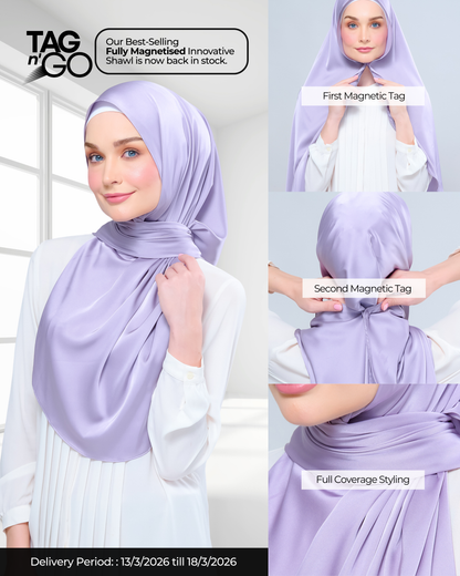 Instant Tag n' Go Shawl | Satin Silk in Lavender Blush