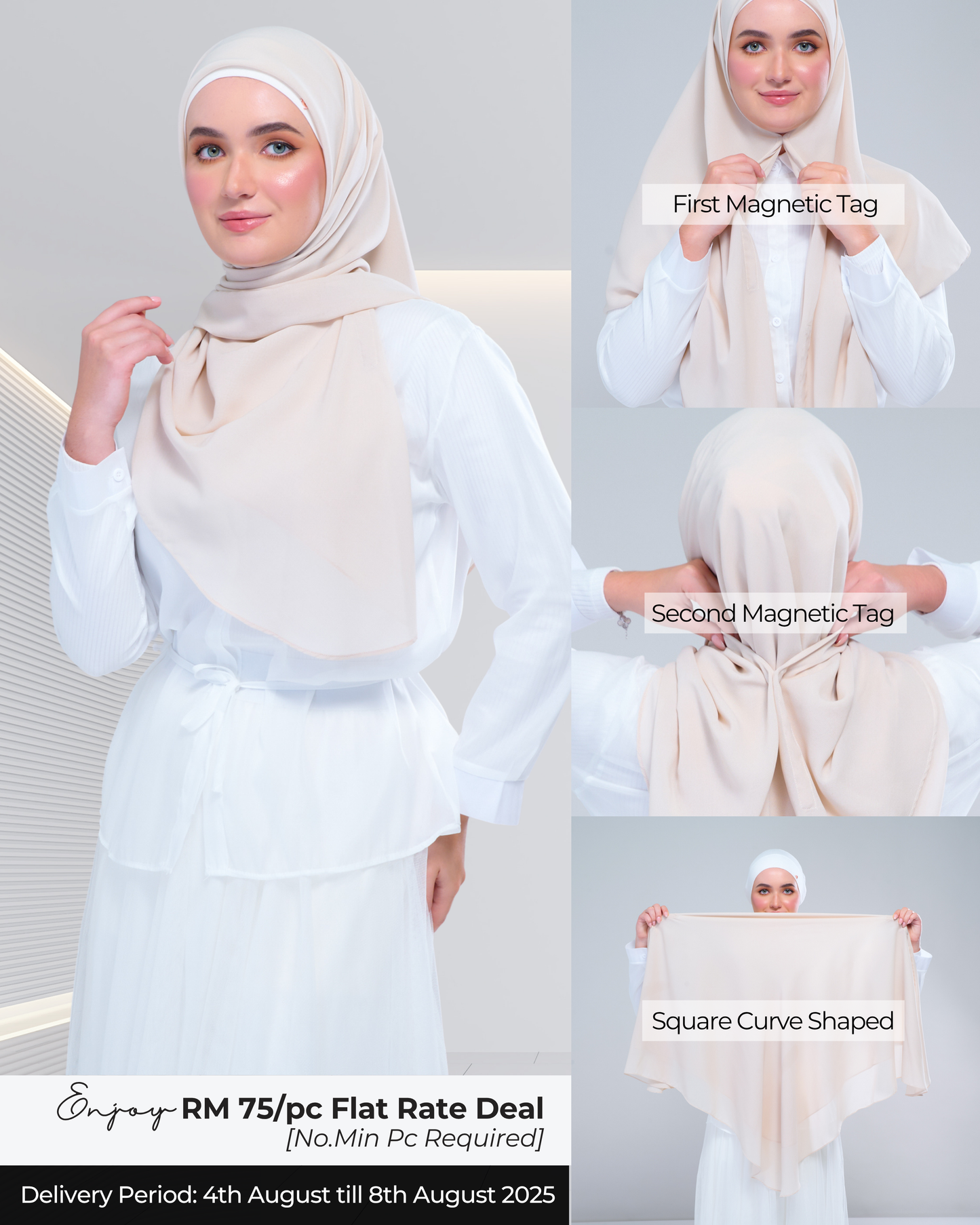 Instant Square Tag & Go l Cotton Voile in Light Beige