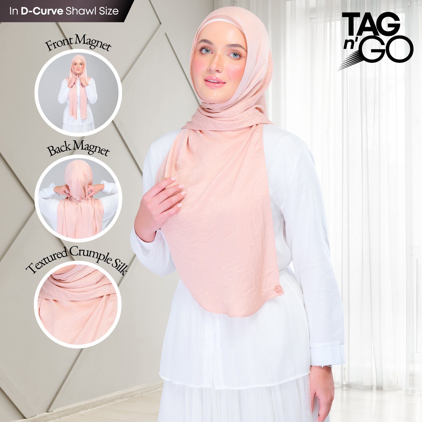 [As-Is] Instant Tag n' Go Shawl | Textured Silk in Light Coral