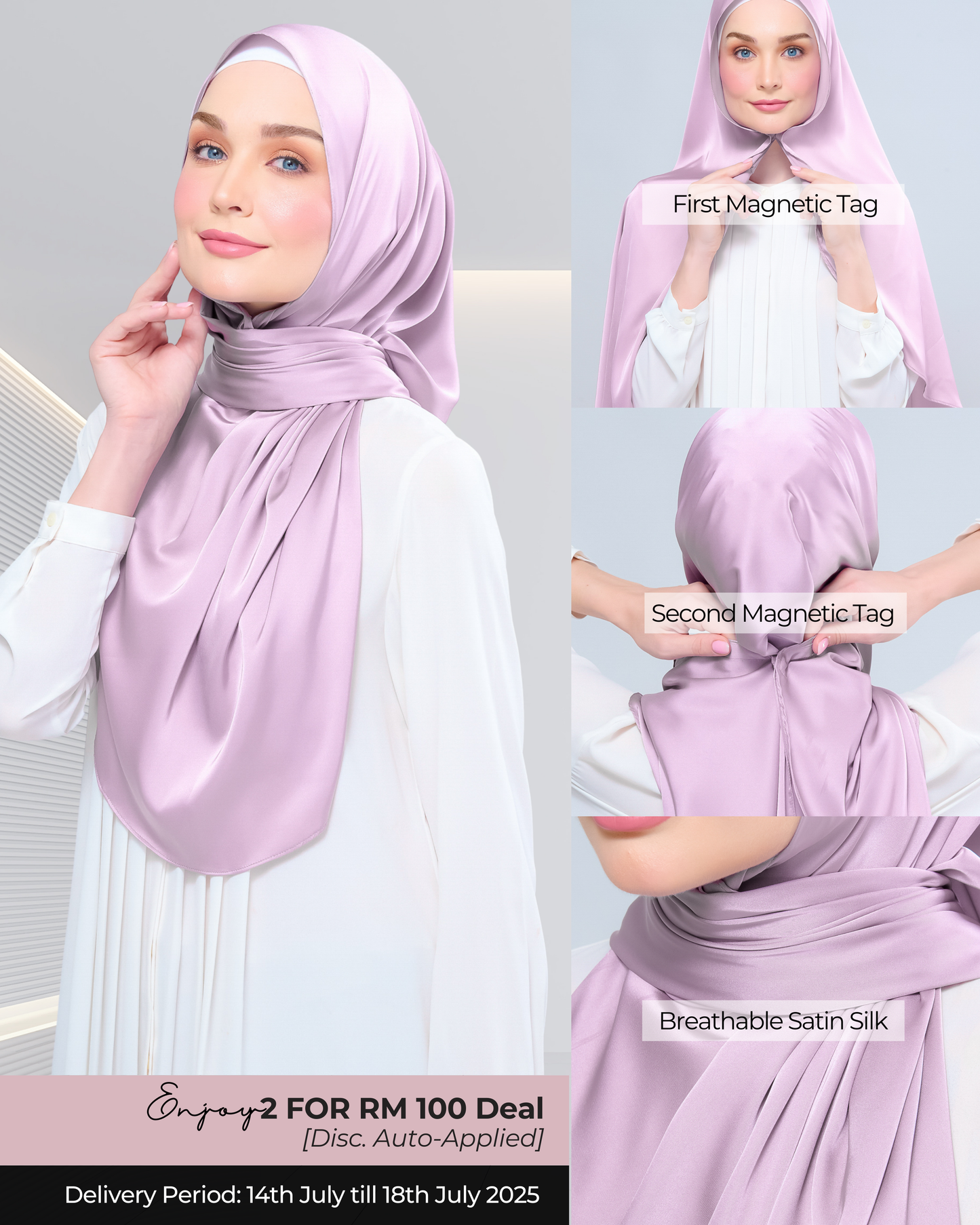 Instant Tag n' Go Shawl | Satin Silk in Light Orchid