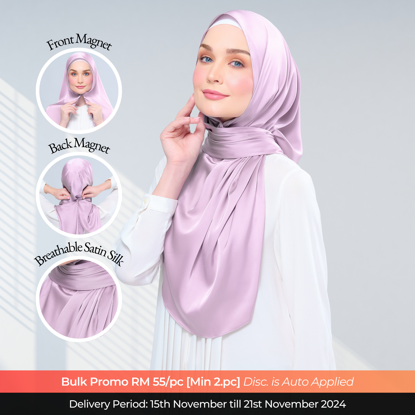 Instant Tag n' Go Shawl  | Satin Silk in Light Orchid