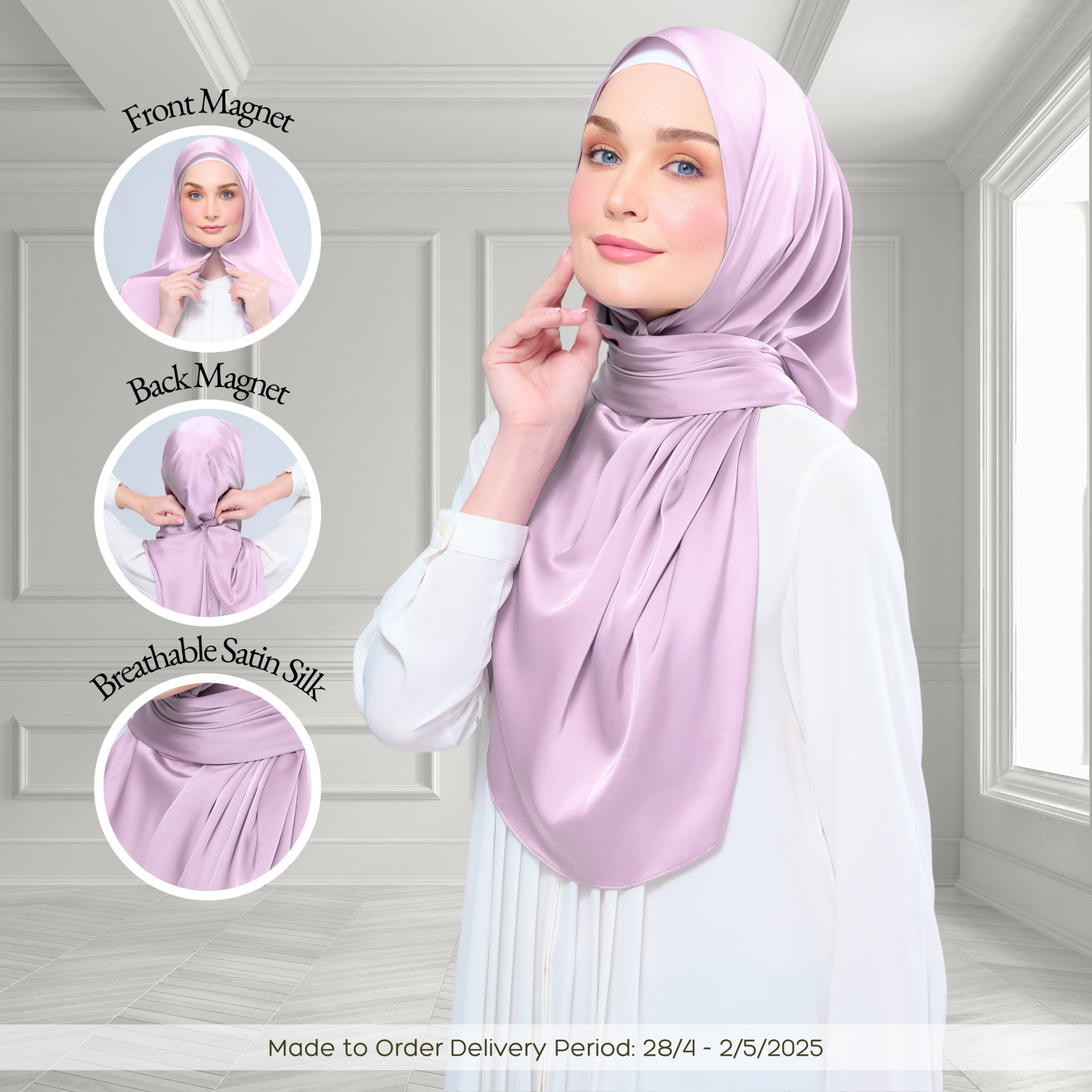 [As-Is] Instant Tag n' Go Shawl l Satin Silk in Light Orchid