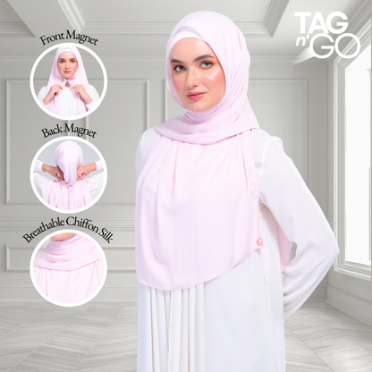 [As-Is] Instant Tag n' Go Shawl l Chiffon Silk in Light Pink