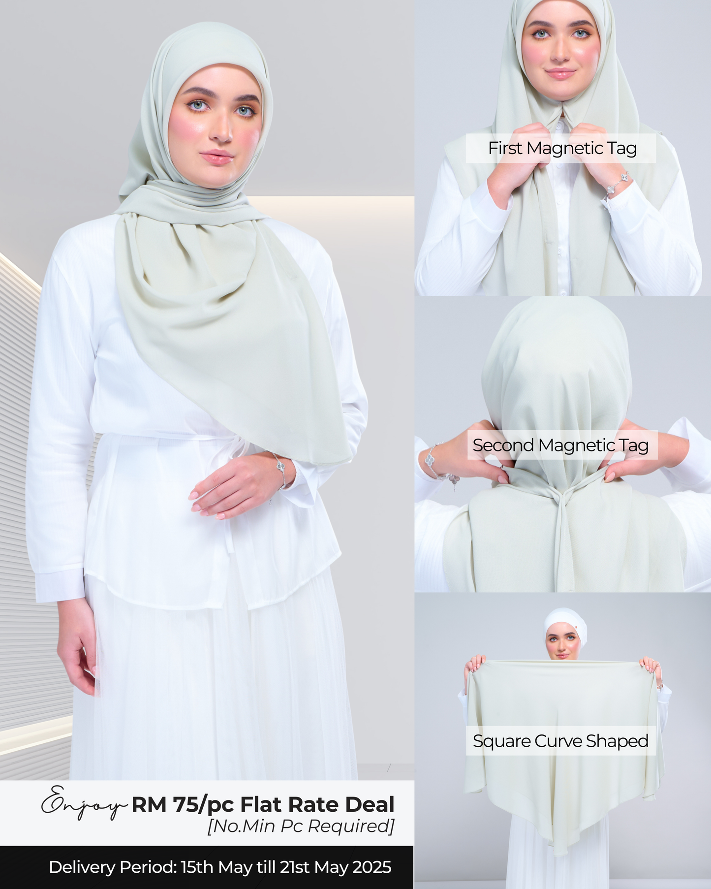 Instant Square Tag & Go l Cotton Voile in Light Sage