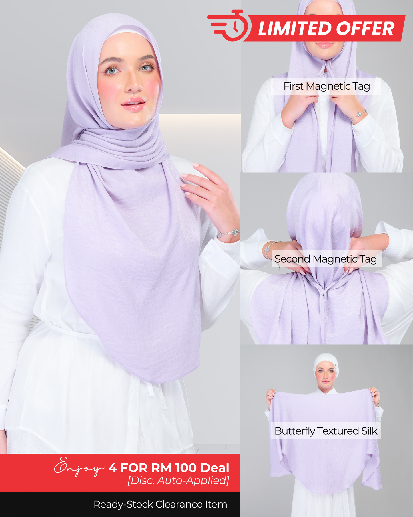 [Clearance Ready Stocks] Instant Tag n' Go | Textured Silk in Lilac